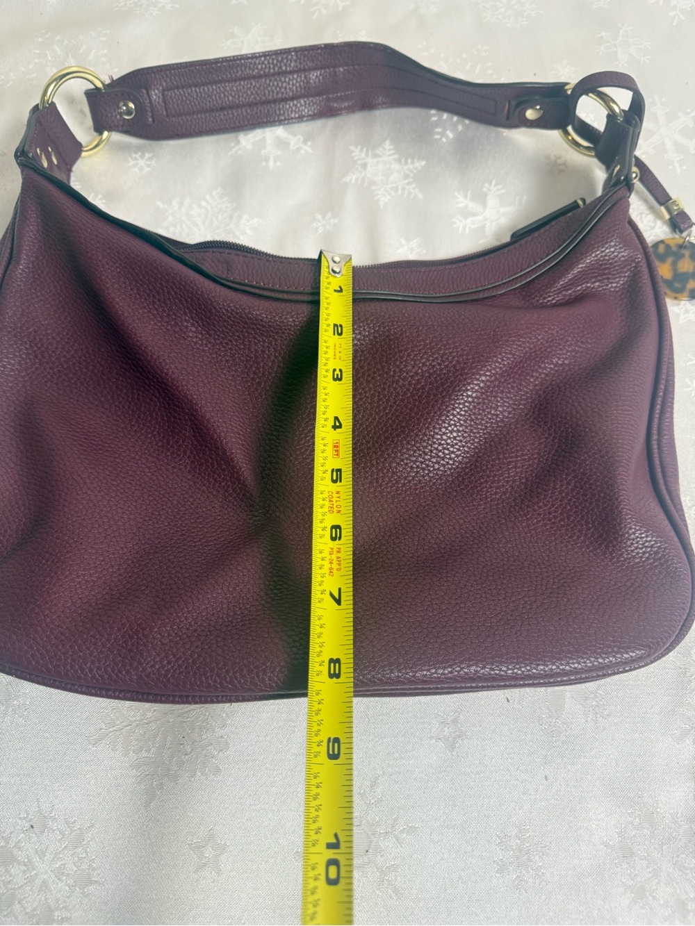 Liz Claiborne Burgundy Hobo Shoulder Bag Gold Hardware Charm Y2K Slouchy Purse - Picture 10 of 11